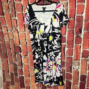 Nina Leonard floral dress multicolor pattern size 12